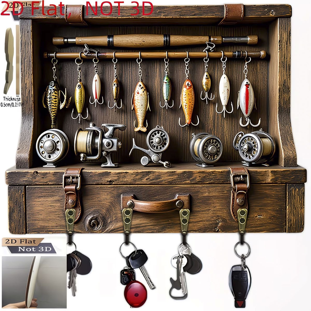 Fishing Rod Combo - Colgador de Llaves con Diseño de