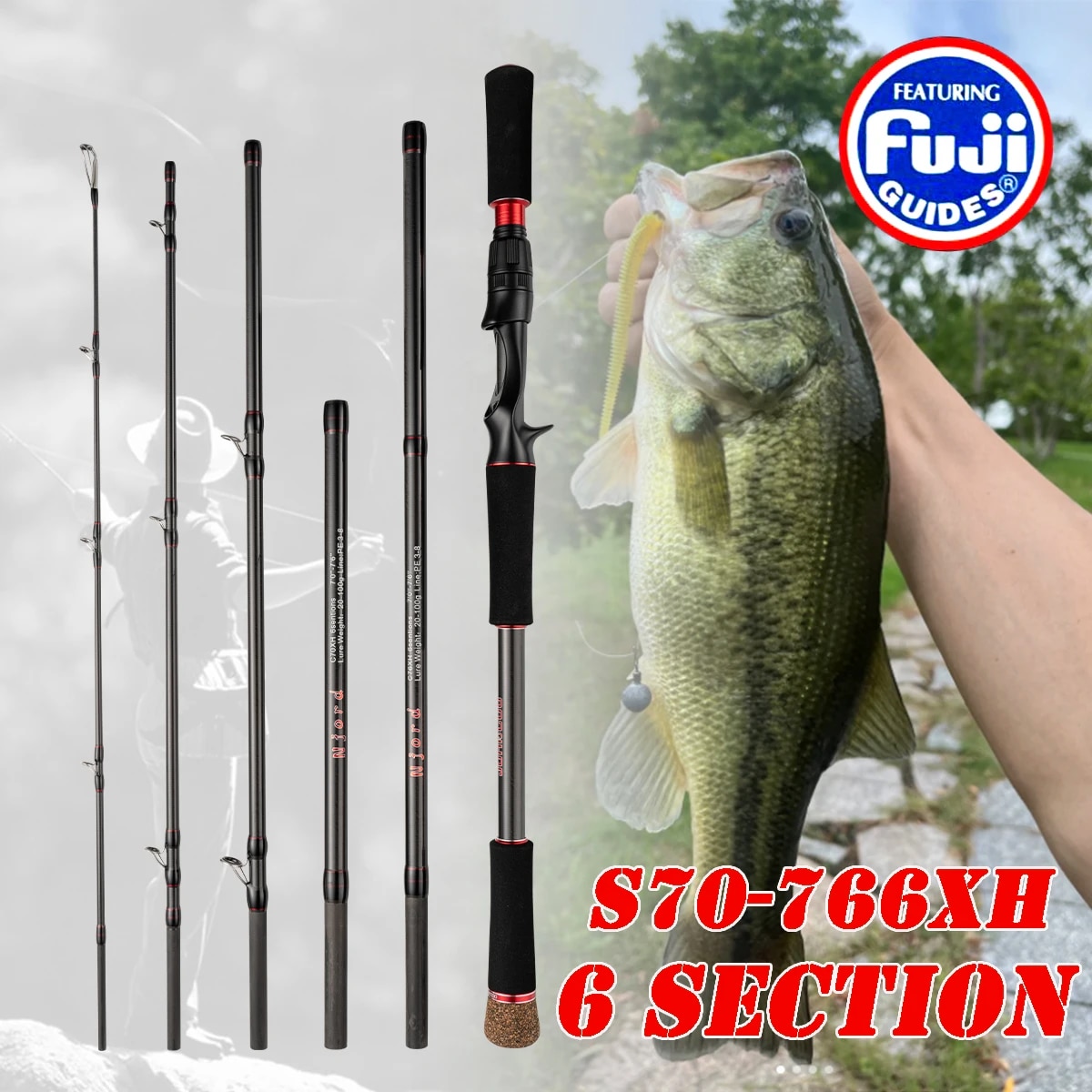 Caña de pescar de 6 secciones, - Fishing Rod Surf reseña y precio